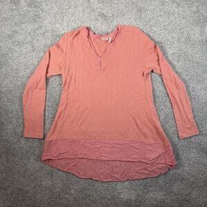 Logo by Lori Goldstein Top M Lagenlook Boho Casual Layering Comfort Cozy Peach